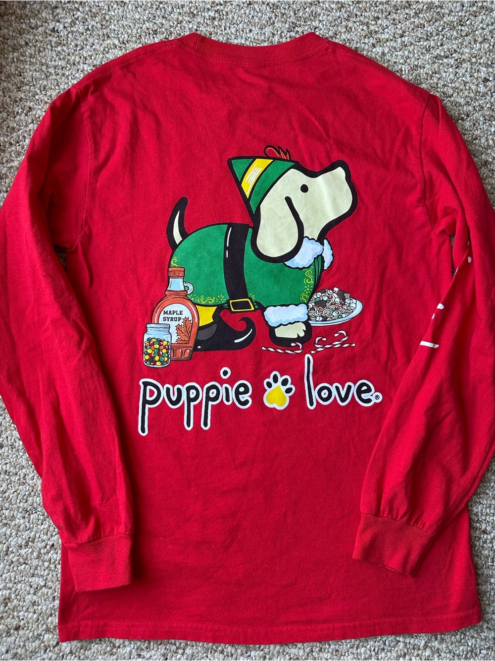 Red Long-Sleeve 'Puppie Love' Buddy the Elf Graphic Tee